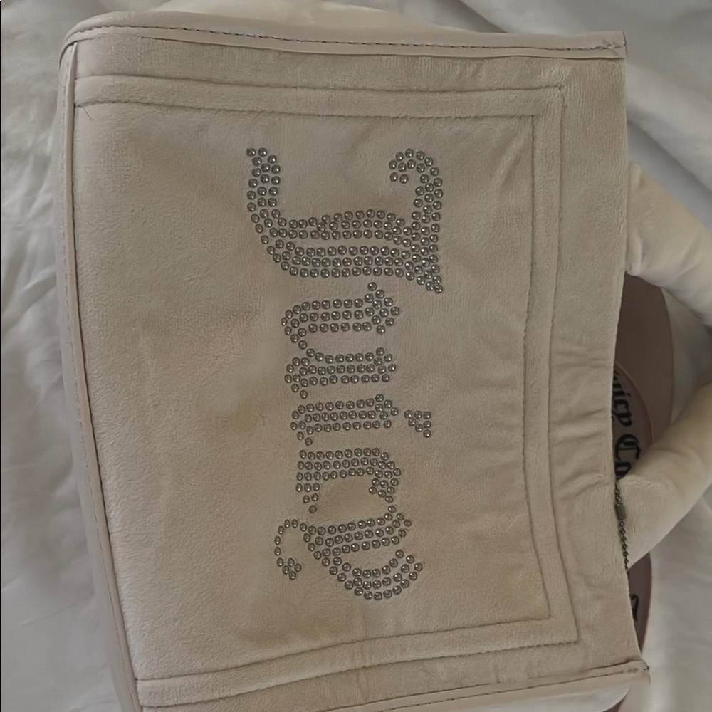 Mini/Small Juicy Couture Beige Tote Bag with Rhinestone Logo